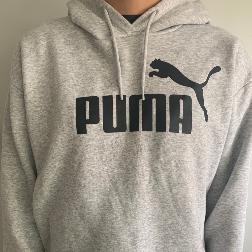 grey cropped puma hoodie